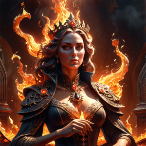 Beautiful queen of spades engulfed in roaring flame - 9.png