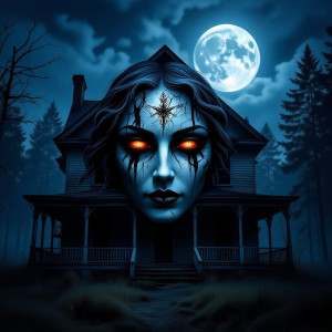 Face of goddess of doom over haunted abandoned house.jpg