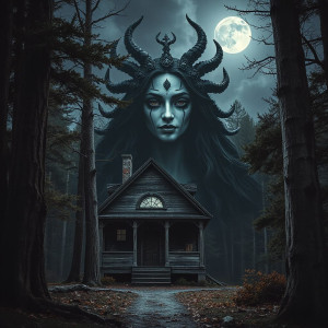 Face of goddess of doom over haunted abandoned house - JFL.jpg
