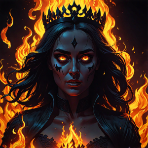 Beautiful queen of spades engulfed in roaring flame - 15.png