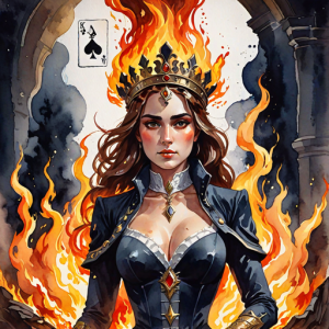 Beautiful queen of spades engulfed in roaring flame - 17.png