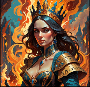 Beautiful queen of spades engulfed in roaring flame - 21.png