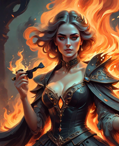 Beautiful queen of spades engulfed in roaring flame - 22.png