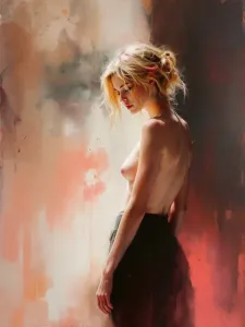 tousled-blonde-hair-falls-rust-and-coral-mist-the-wall-black-fabric-hangs-low.webp