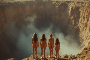 Six beautiful naked women stand facing deep pit - P5.jpg