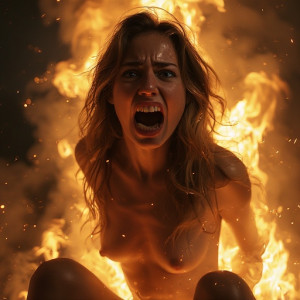 Beautiful naked woman engulfed in roaring flame screaming in pain - BAI3.jpg