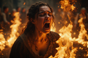 Beautiful woman screaming in pain is executed by burning alive.jpg