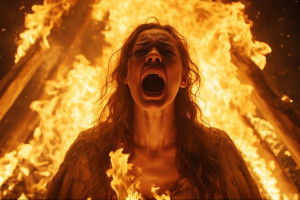 Beautiful woman screaming in pain is executed by burning alive - 1.jpg