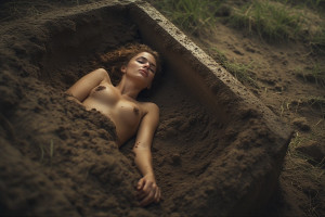 Beautiful naked woman lies inside a coffin near a freshly dug grave - 6.jpg