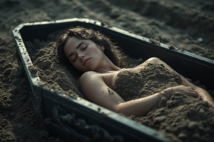 Beautiful naked woman lies inside a coffin near a freshly dug grave - 7.jpg