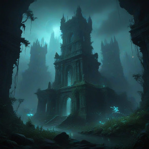 An ancient, overgrown city emerges from a dense, mystical fog - JX.jpg