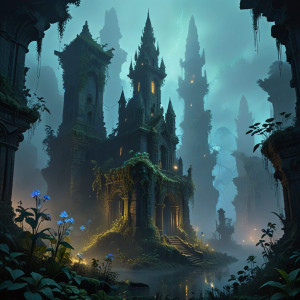 An ancient, overgrown city emerges from a dense, mystical fog - AXL.jpg