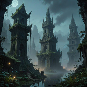 An ancient, overgrown city emerges from a dense, mystical fog - R4.jpg