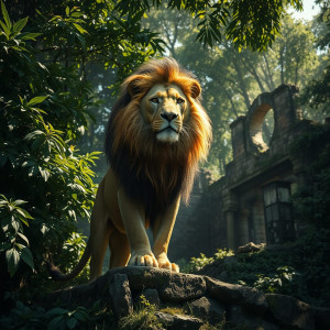 A majestic lion, its mane like a golden crown.jpg