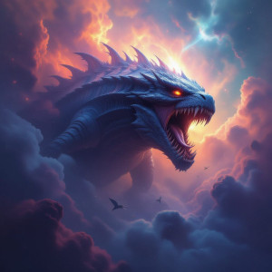 A colossal, ancient leviathan breaching from a nebula.jpg