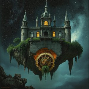 A grand, decaying castle perched precariously on a floating island - JFL.jpg