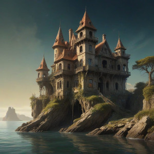 A grand, decaying castle perched precariously on a floating island - MXL.jpg