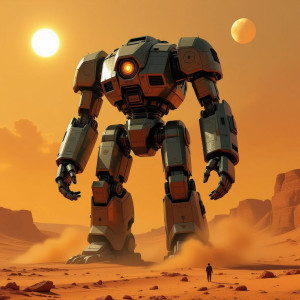 An ancient, colossal automaton, weathered by millennia.jpg