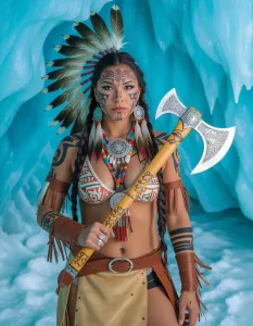 a-beautiful-sioux-female-warrior-with-elaborate-tattoos-on-her-face-stands-in-an-ice-cave-holding-an.webp