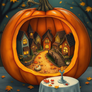 quaint village nestled inside a hollowed-out, giant pumpkin.jpg