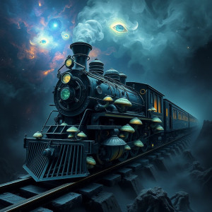 An intricate locomotive, impossibly built from polished obsidian.jpg