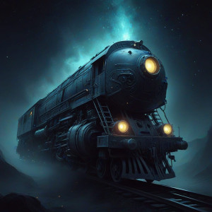 An intricate locomotive, impossibly built from polished obsidian - JXI.jpg