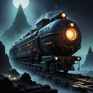 An intricate locomotive, impossibly built from polished obsidian - FXL.jpg