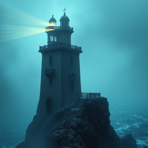 A solitary lighthouse stands on a jagged cliff edge - FS.jpg