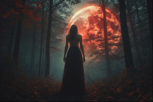 Woman in forest faces giant Moon - P3.jpg