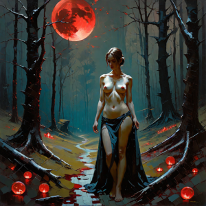 Vampire woman in magical forest under Blood Moon - H3.png