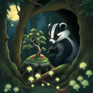 A mischievous badger, usually found digging in the forest.webp