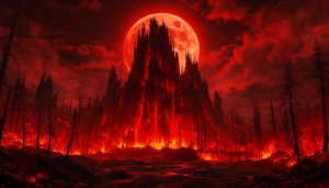 Towering inferno under full dark red Moon - Ш.jpg