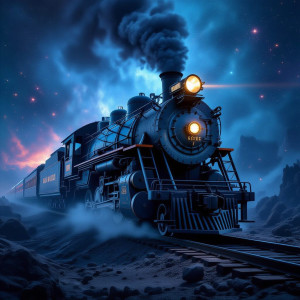 A colossal, ancient locomotive, its metal chassis etched with forgotten runes.jpg