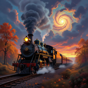 A majestic steam locomotive traverses autumn landscape -  Н11.jpg