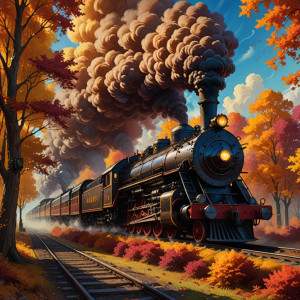 A majestic steam locomotive traverses autumn landscape -  DXL.jpg
