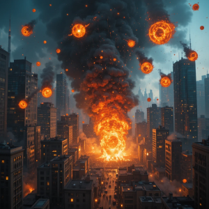 Swarm of fireballs destroys modern city - PL1.png