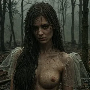 Ню в грязи в лесу.webp