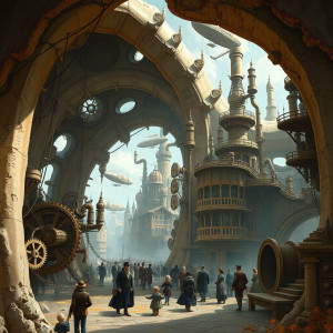 A bustling steampunk metropolis built within the hollowed-out shell.jpg