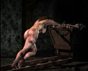 Толкает вагонетку голая - 1.JPG