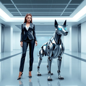 A sleek, futuristic businesswoman in a sharp, minimalist pantsuit.jpg