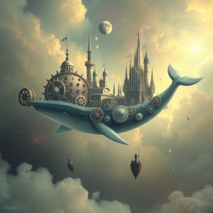 A surreal dreamscape where giant, crystalline gears float in a nebula.jpg