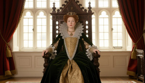 16th century English queen on her throne in her palace.jpg