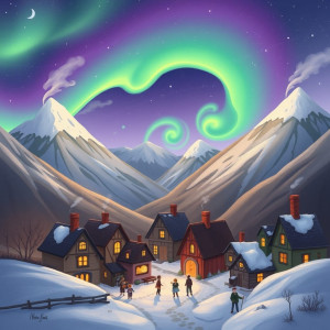 A whimsical village nestled within a valley where the snow-capped mountains.jpg