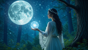 Clairvoyant woman in magical forest under full moon.jpg