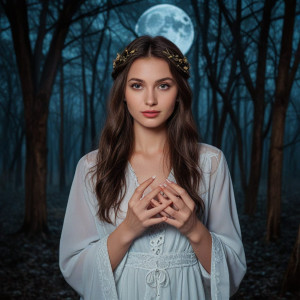 Clairvoyant woman in magical forest under full moon -  К5.jpg