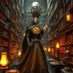 A surreal, clockwork automaton disguised as a royal queen.jpg