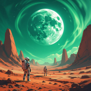 A lone astronaut gazes at a fractured, crystalline moon - H11.jpg