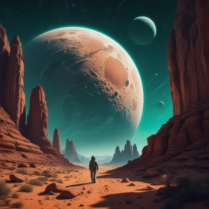 A lone astronaut gazes at a fractured, crystalline moon - R5.jpg