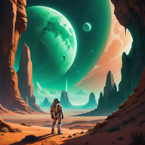 A lone astronaut gazes at a fractured, crystalline moon - CCXL.jpg