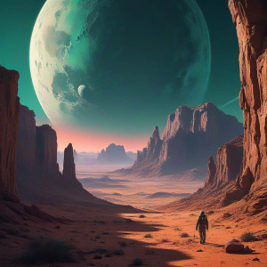 A lone astronaut gazes at a fractured, crystalline moon - J9.jpg